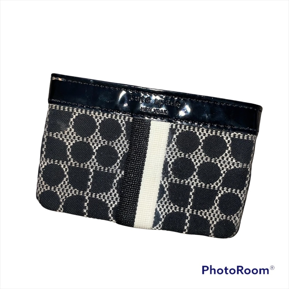 Kate Spade New York Zip Coin Purse Black White Pattern